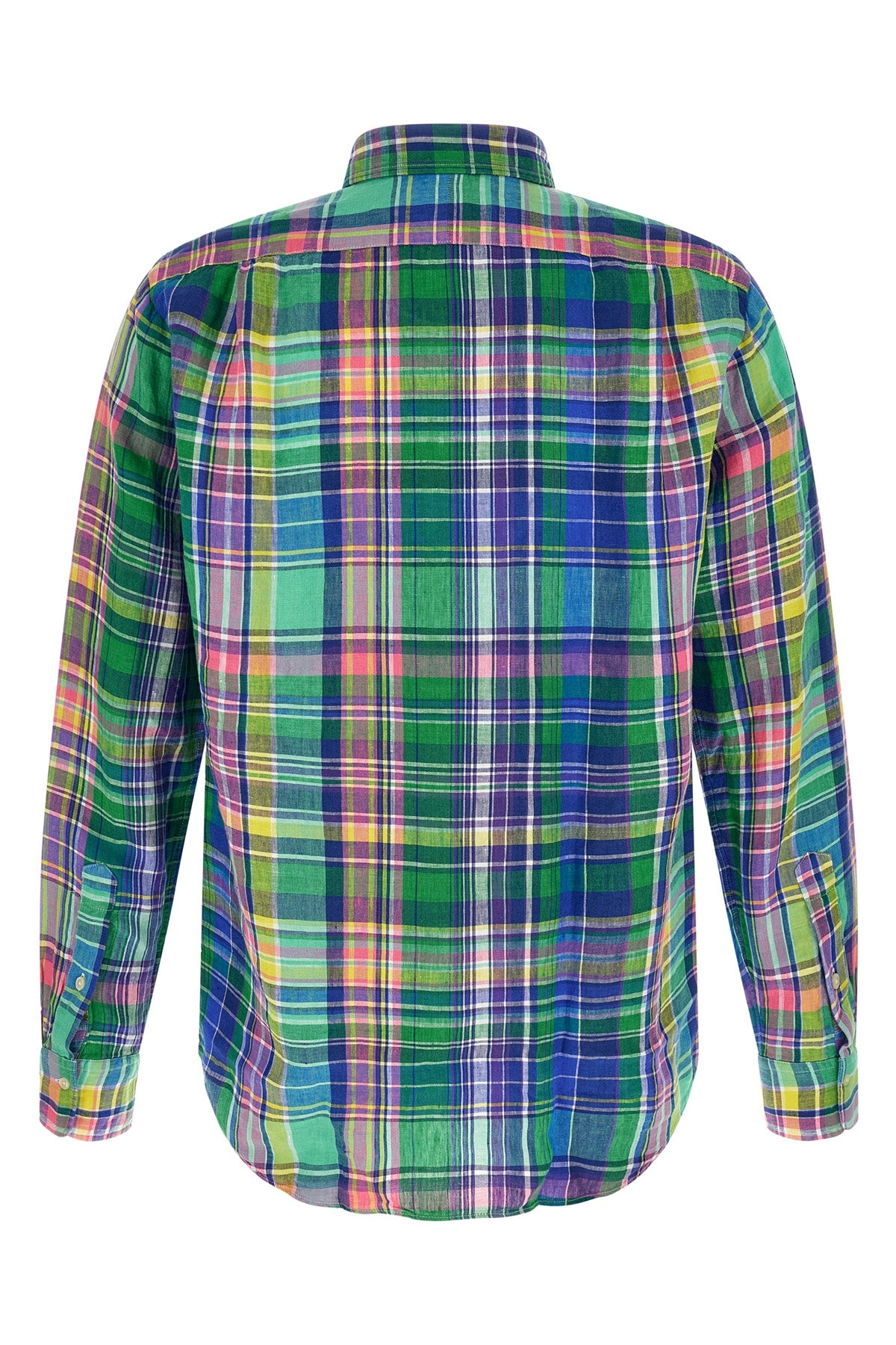 patterned linen check shirt