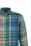 patterned linen check shirt