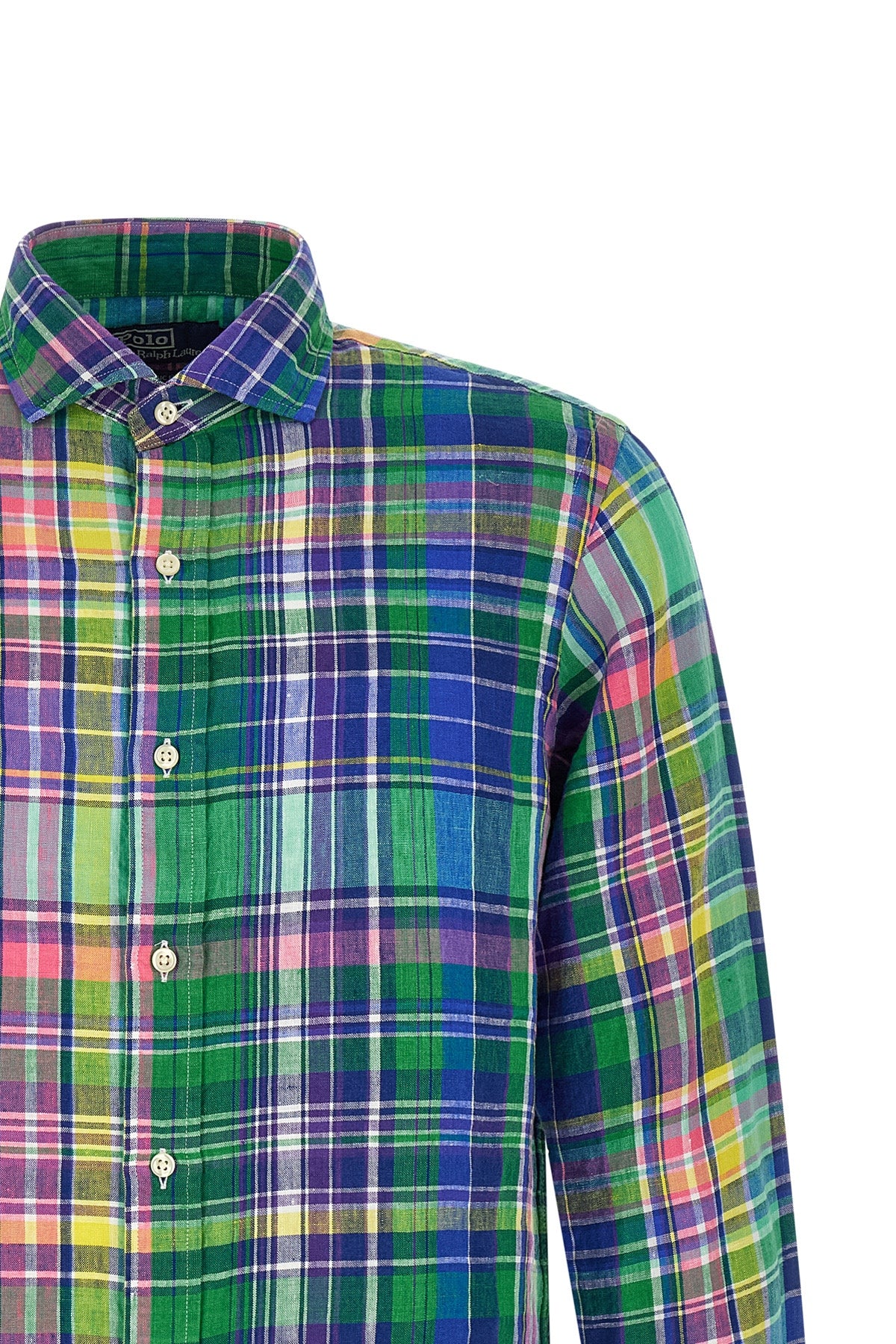 patterned linen check shirt