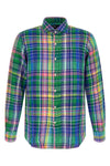 patterned linen check shirt