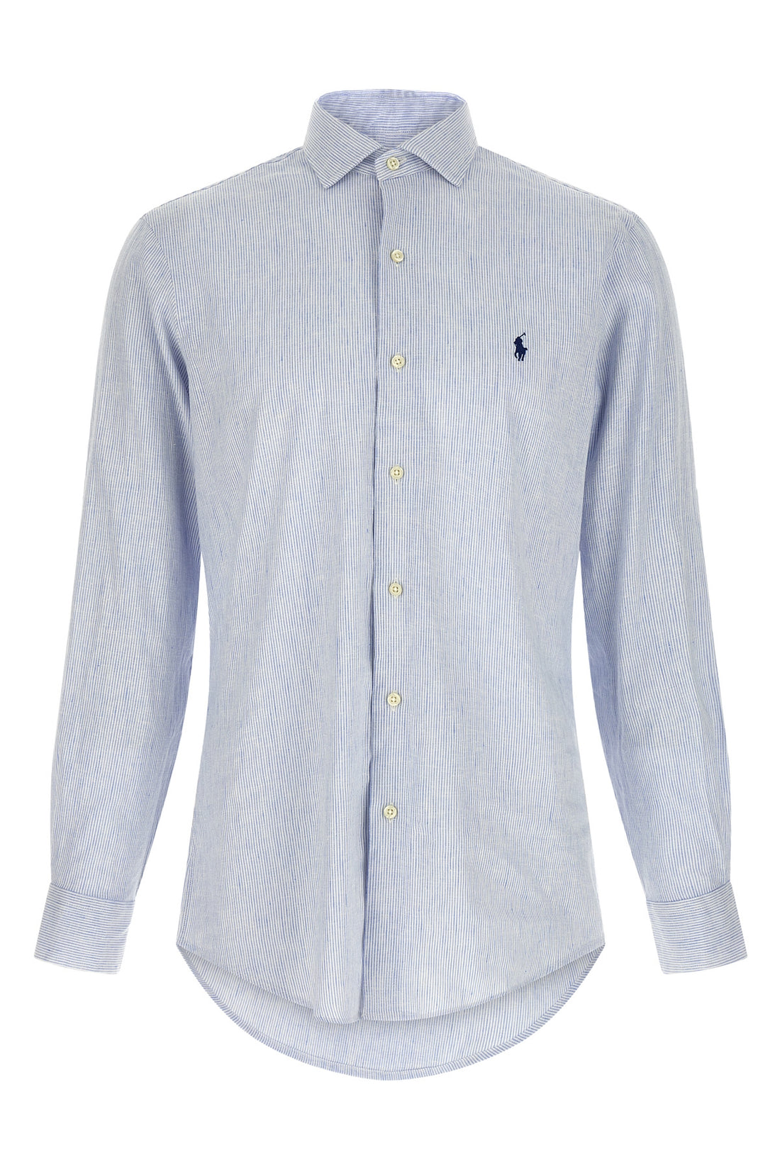 POLO RALPH LAUREN L micro-striped shirt in linen and cotton blend