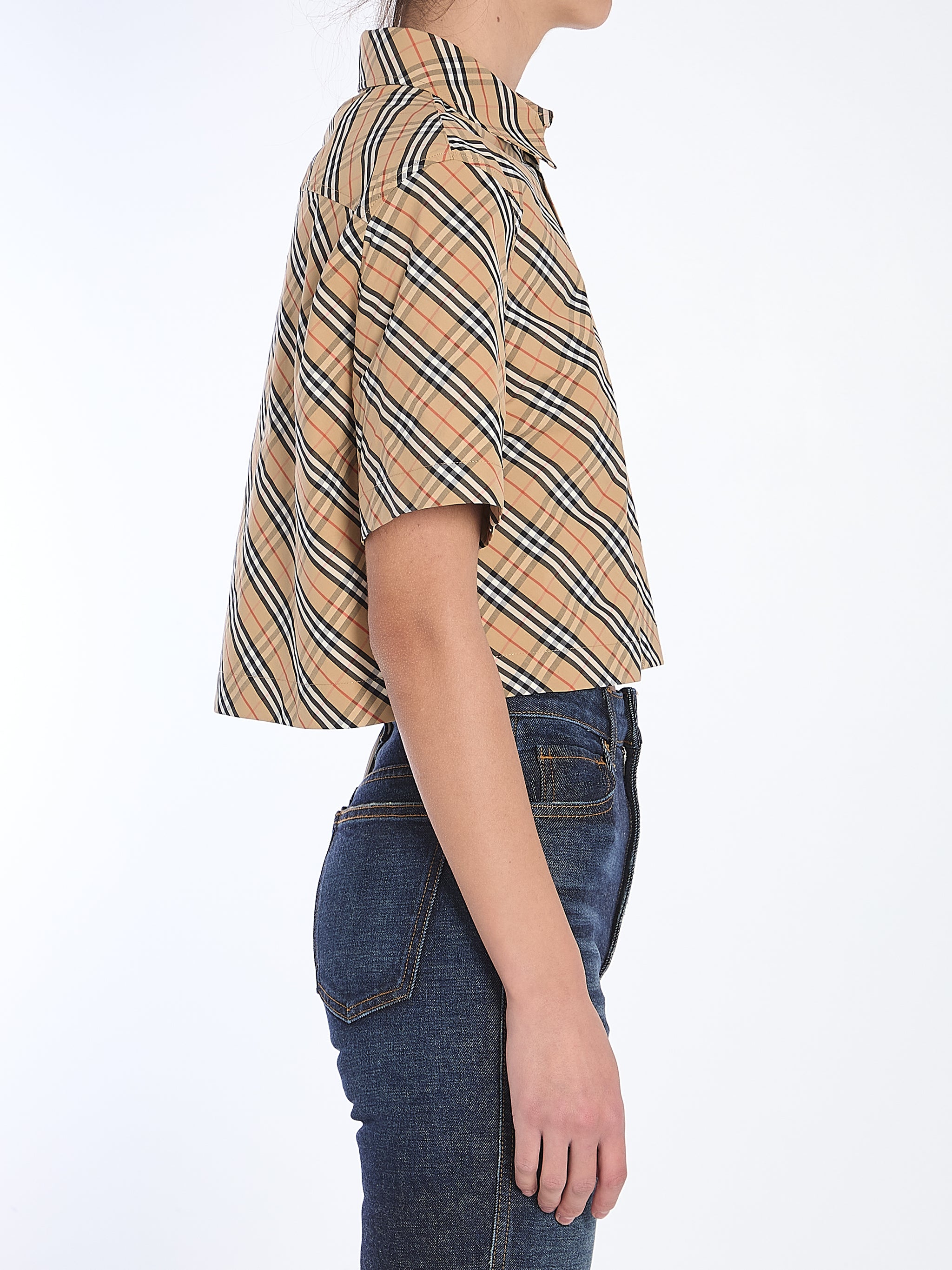 check cropped shirt