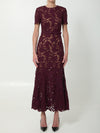 burgundy lace midi dress