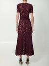 burgundy lace midi dress