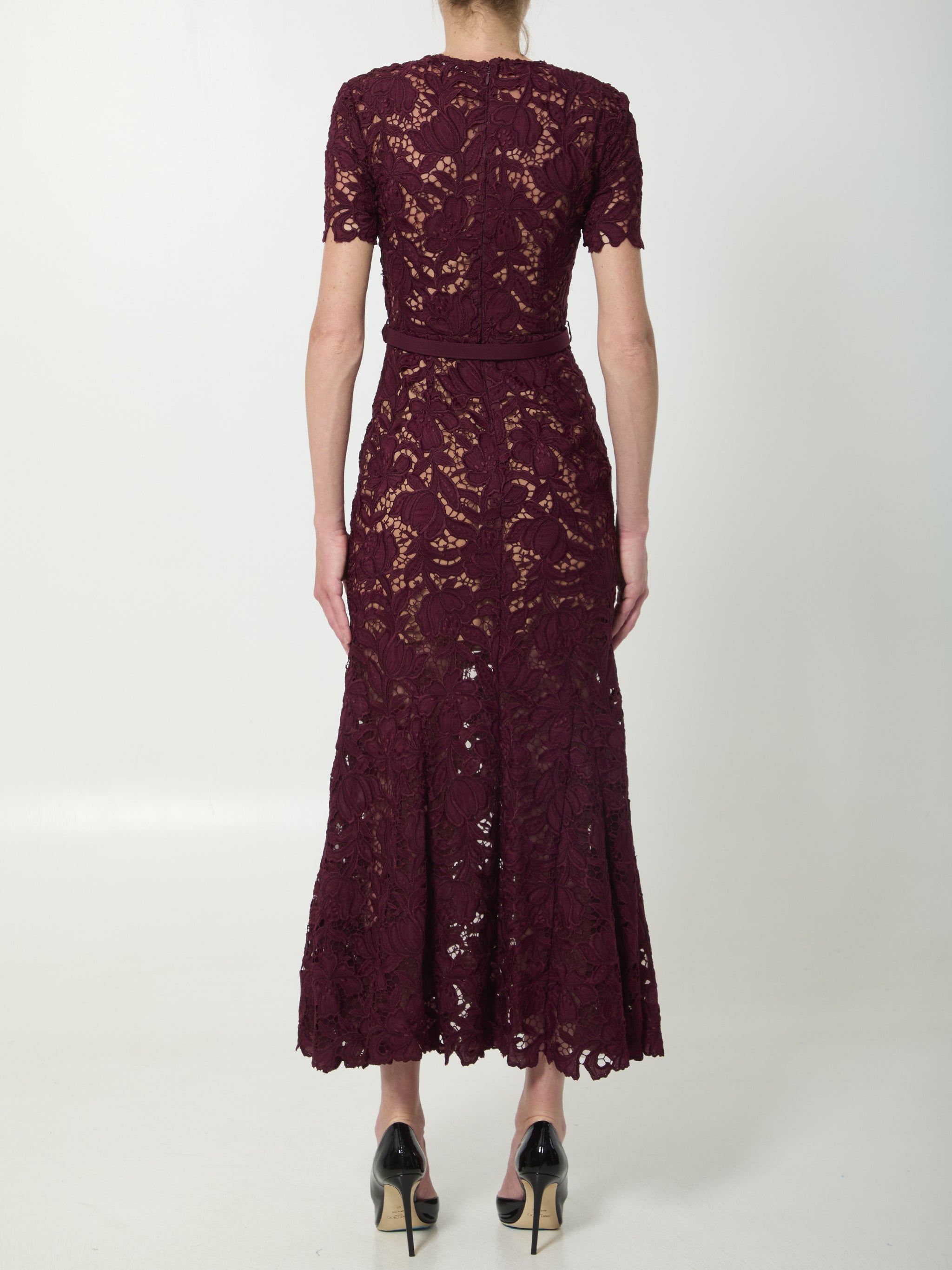 self portrait burgundy lace midi dress Burgundy lace midi dress by SELF PORTRAIT