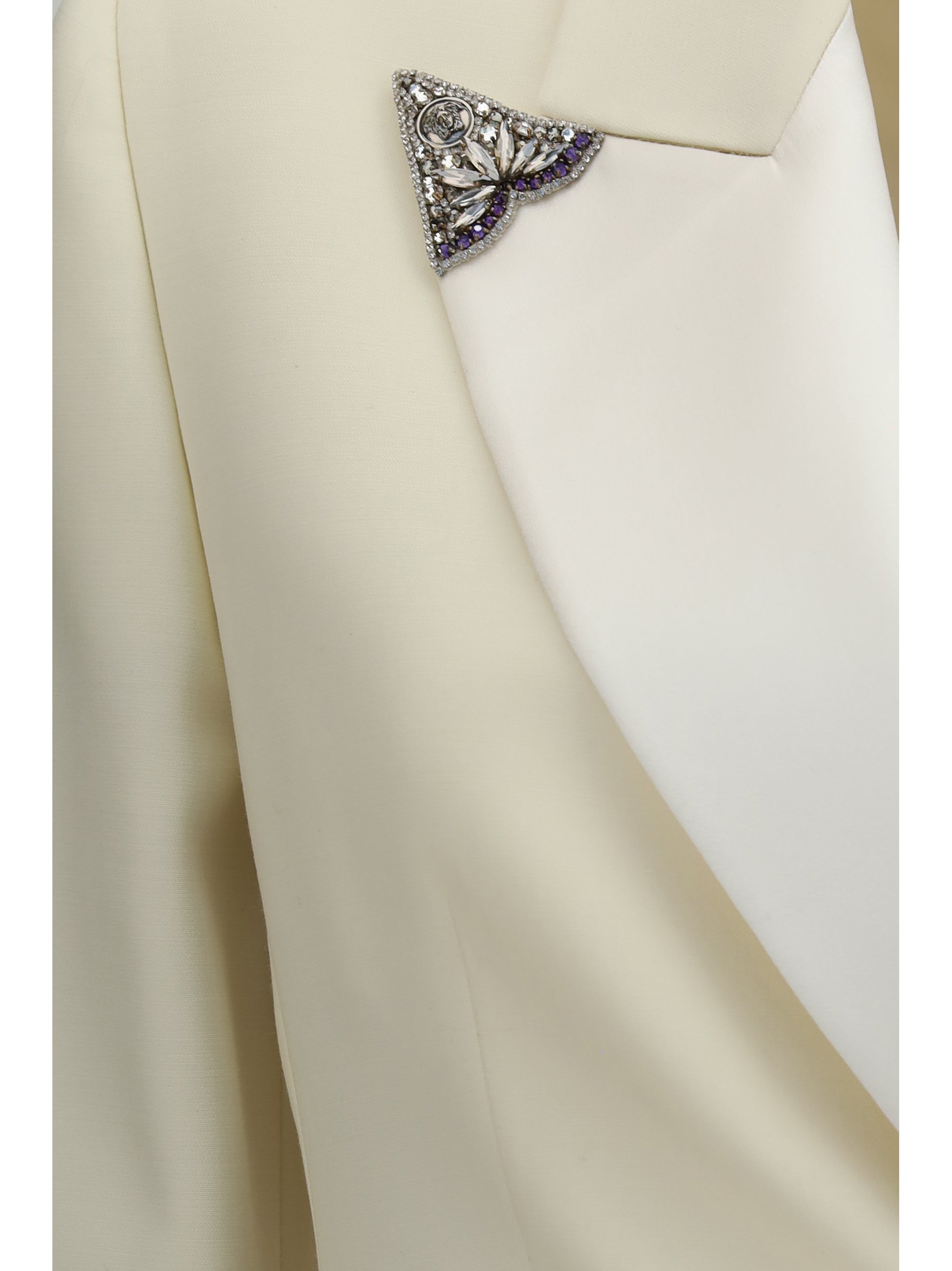 stretch wool blazer with embroidered lapels