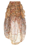 rebellion draped midi skirt in silk and linen floral pattern