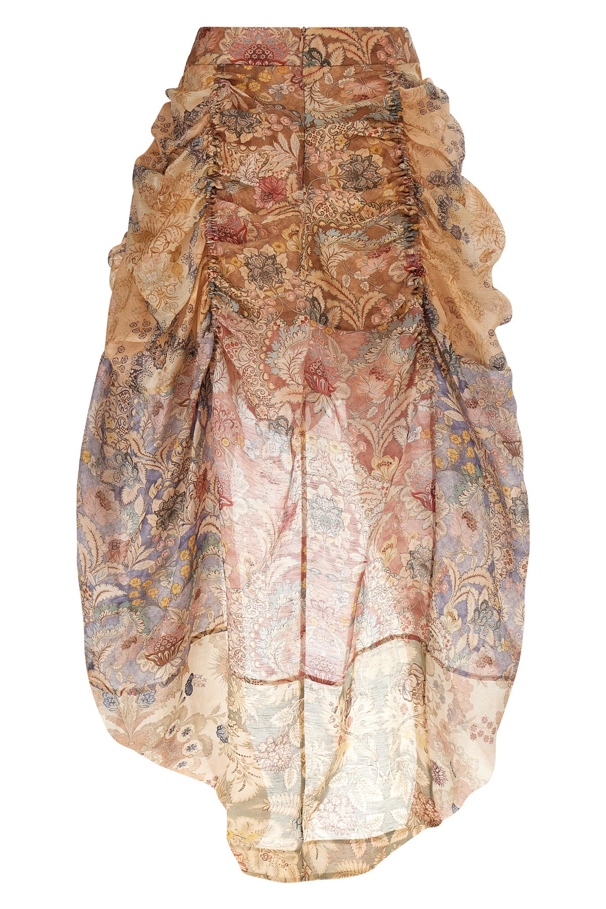rebellion draped midi skirt in silk and linen floral pattern