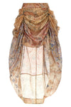 rebellion draped midi skirt in silk and linen floral pattern