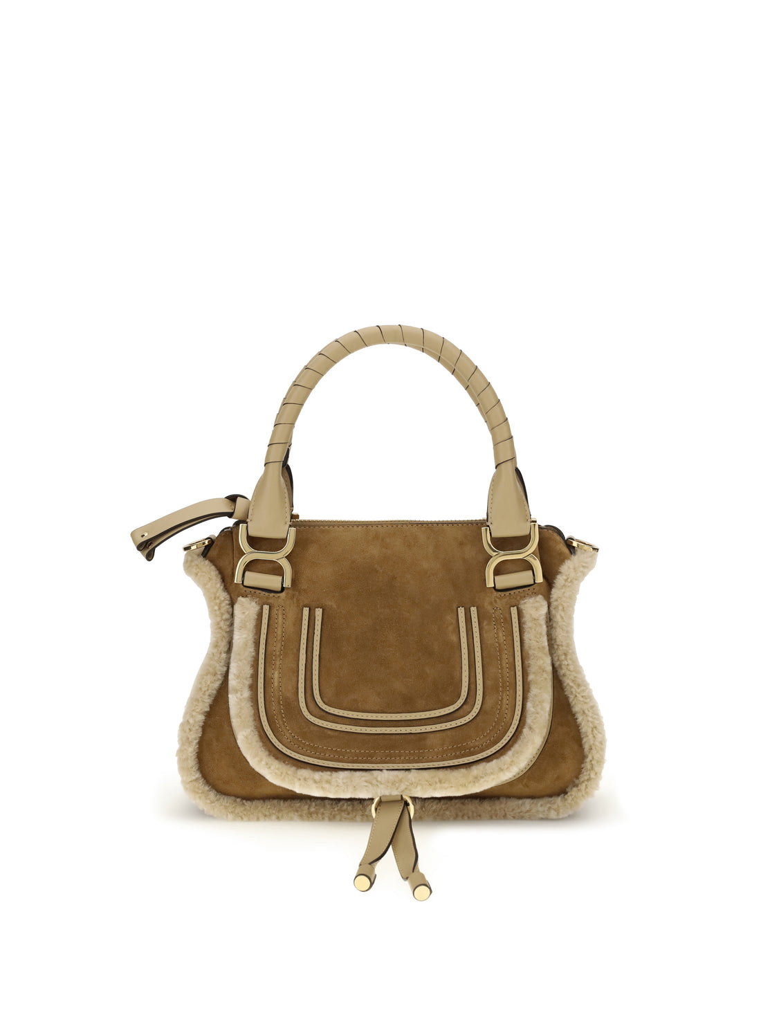 CHLOÉ OS suede and shearling leather marcie small handbag