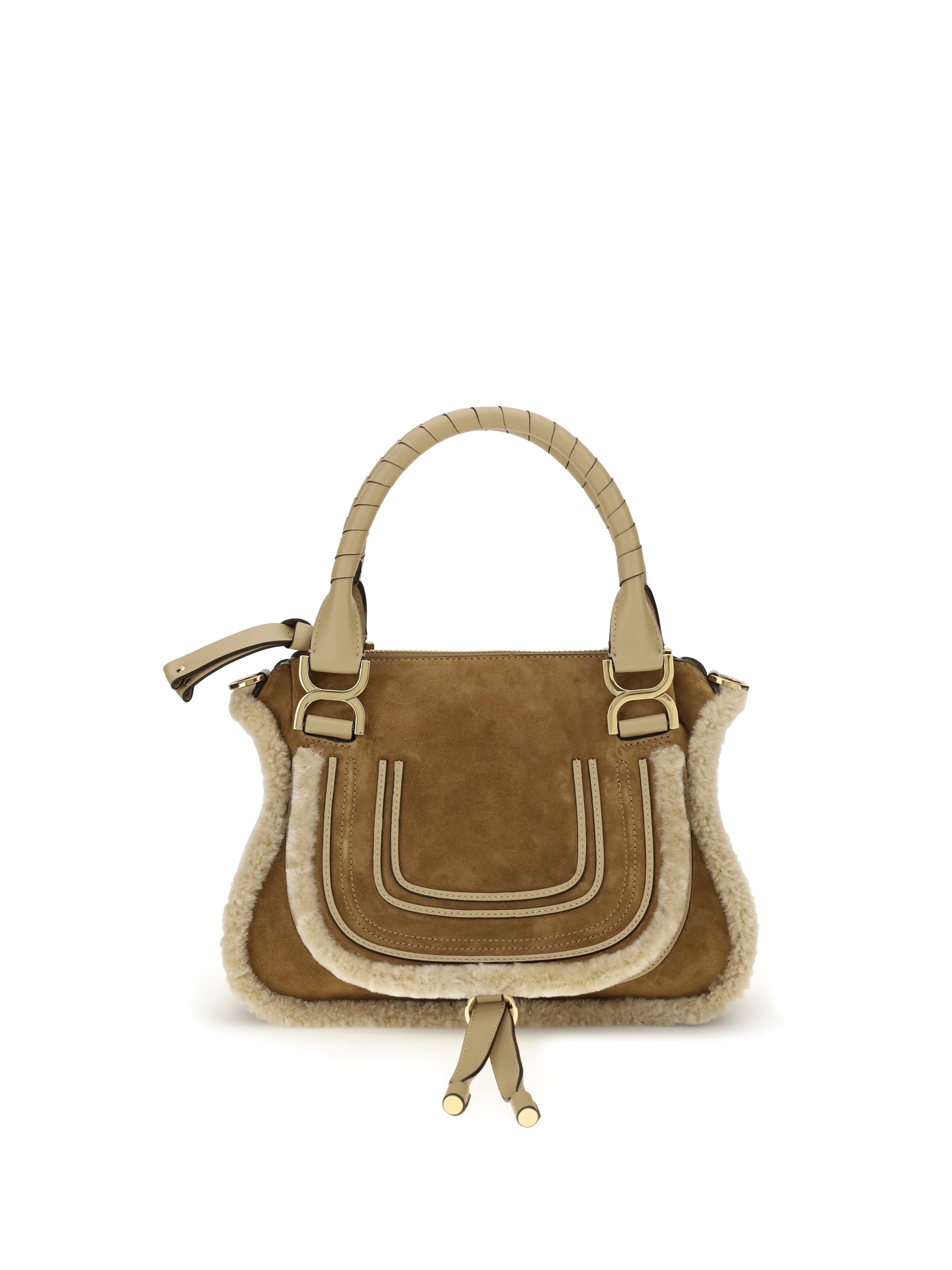 suede and shearling leather marcie small handbag