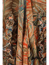 silk long skirt with flounce and paisley motif