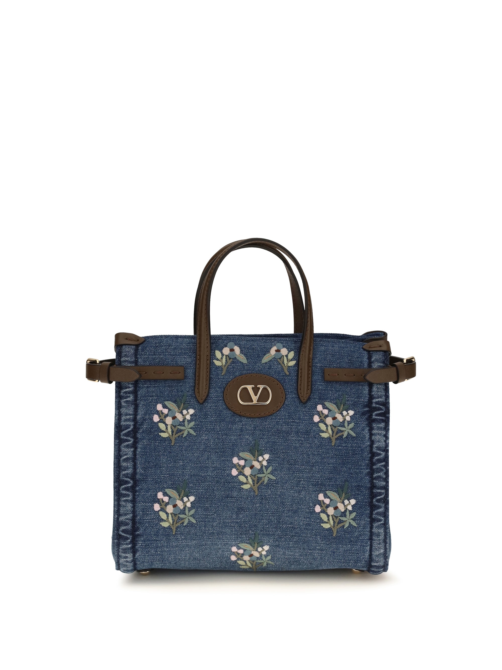 small antibes handbag in embroidered denim