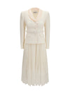bouclé midi dress with shawl collar