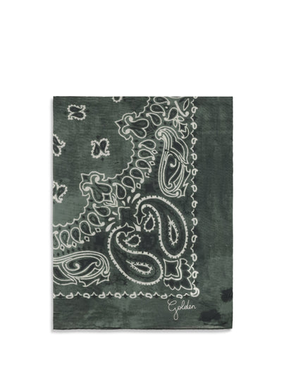 golden paisley printed silk scarf