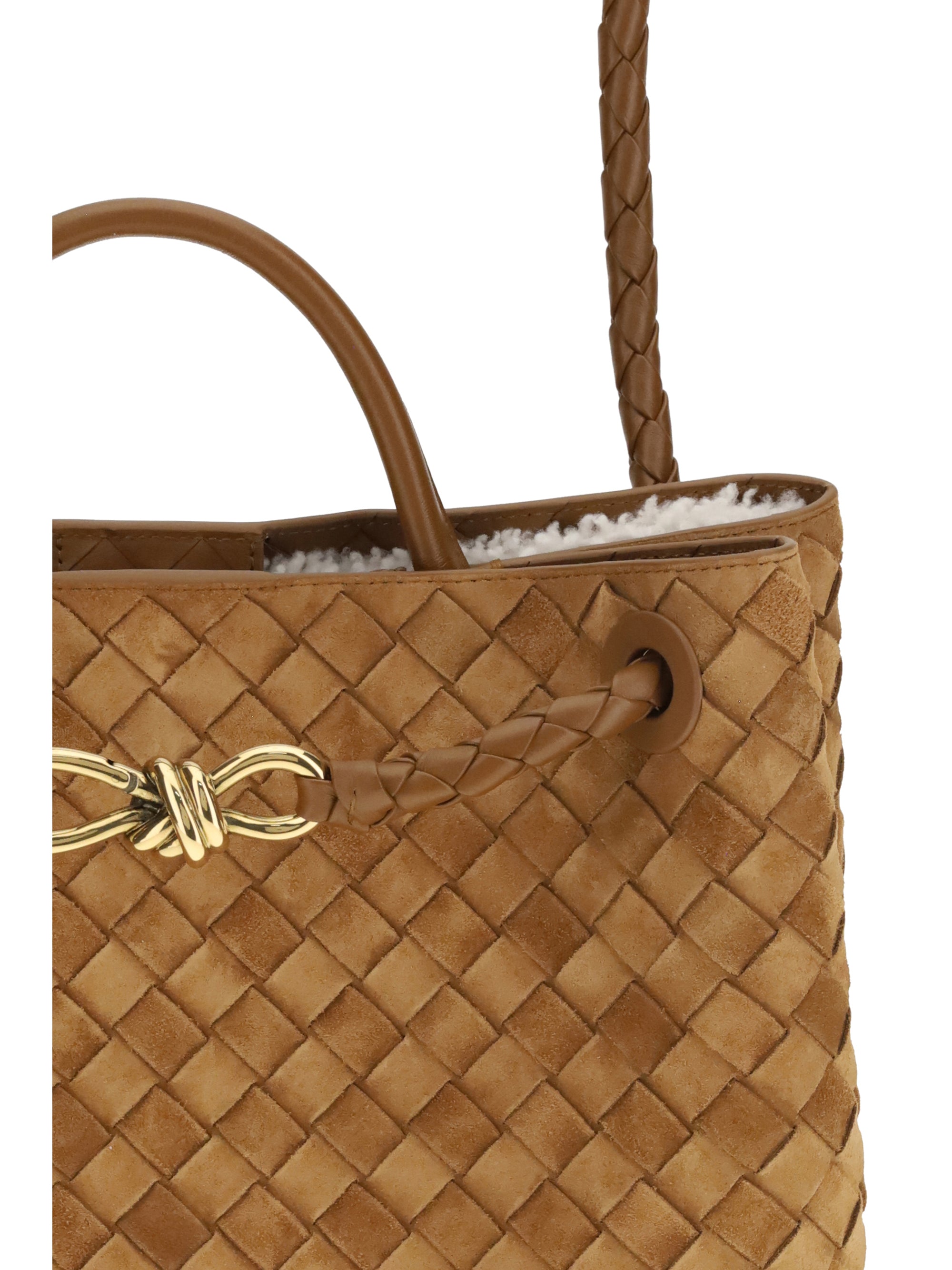 medium suede tote bag with intrecciato motif