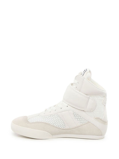 mesh and suede kick high-top sneakers