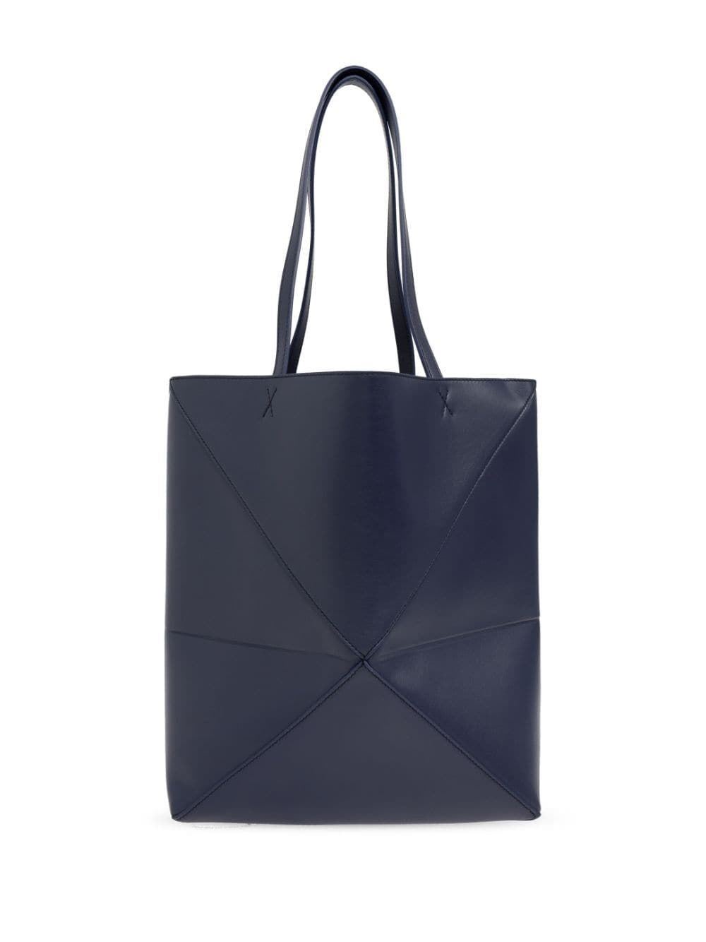 medium puzzle fold tote in shiny calfskin