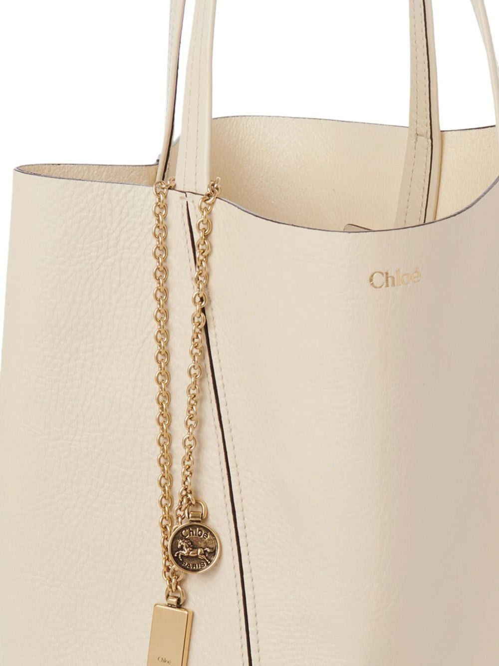 chloé spin tote bag in grained leather