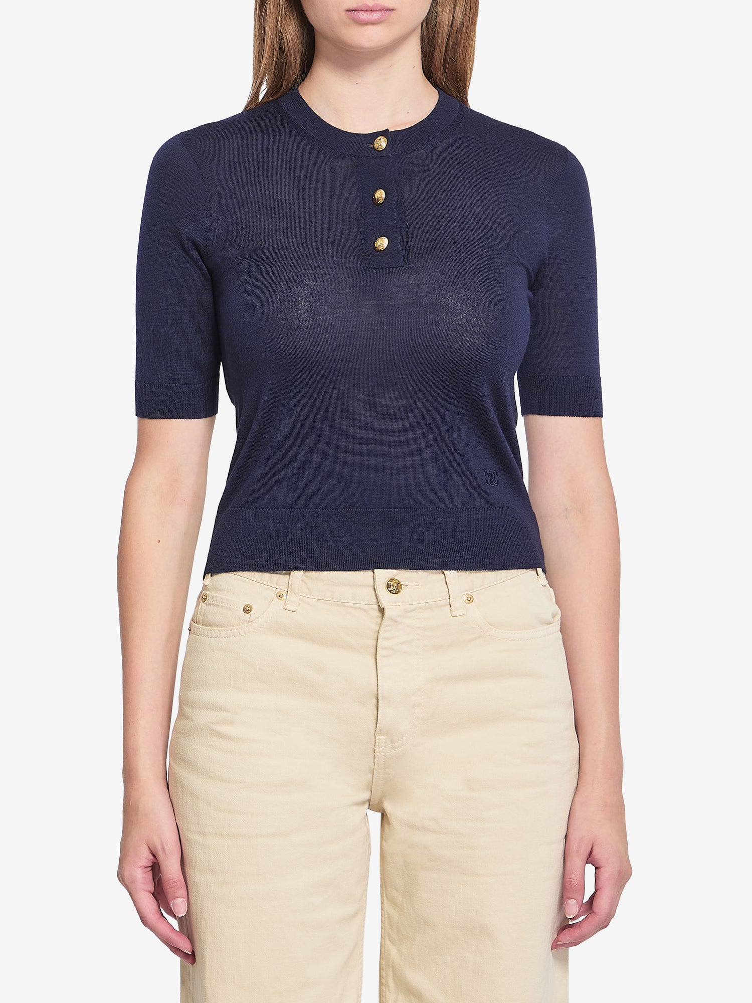 CELINE S triomphe navy polo