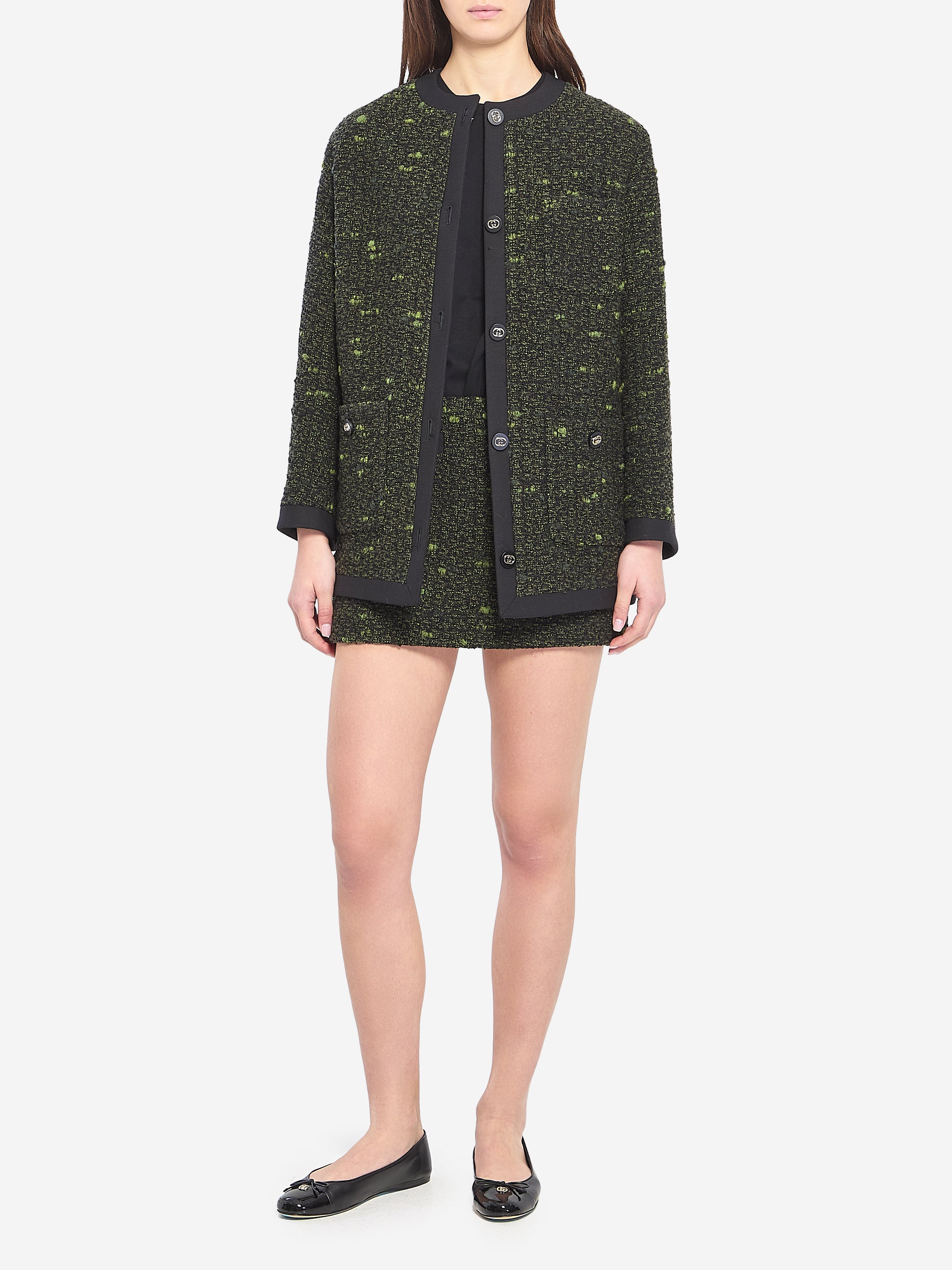 GUCCI 40 bouclé wool skirt