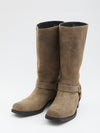 high biker boots in suede