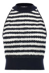 laura owens sleeveless top in striped wrinkle fabric