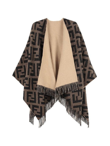 Reversible Wool and Cashmere Poncho