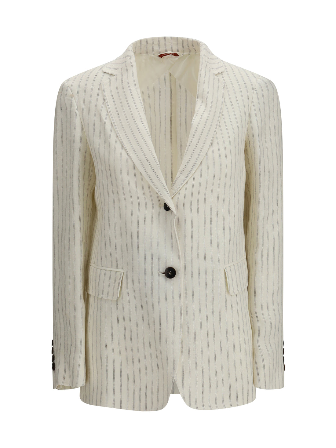MAX MARA STUDIO 40 single-breasted pinstriped linen blazer