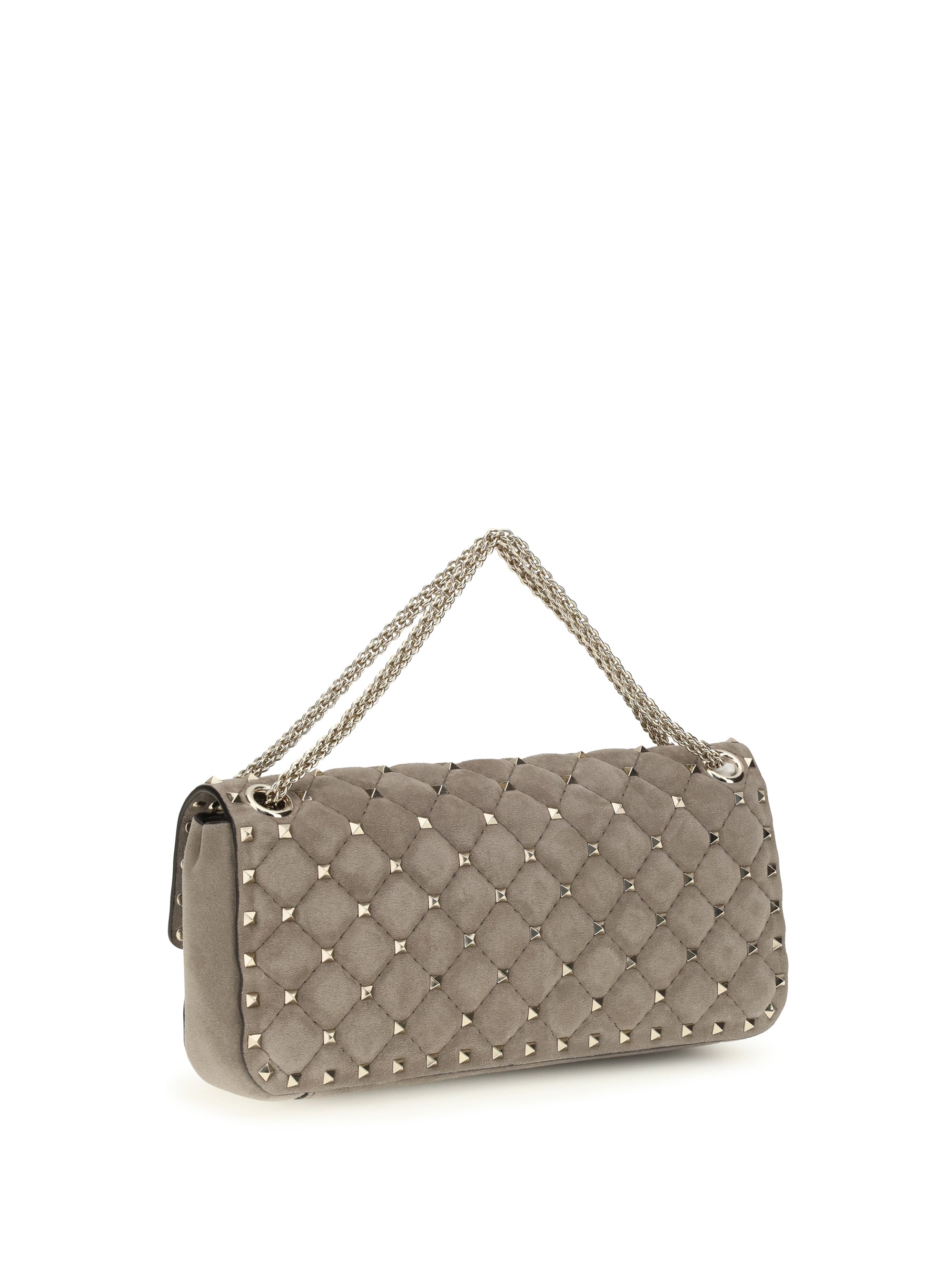 medium rockstud spike suede shoulder bag