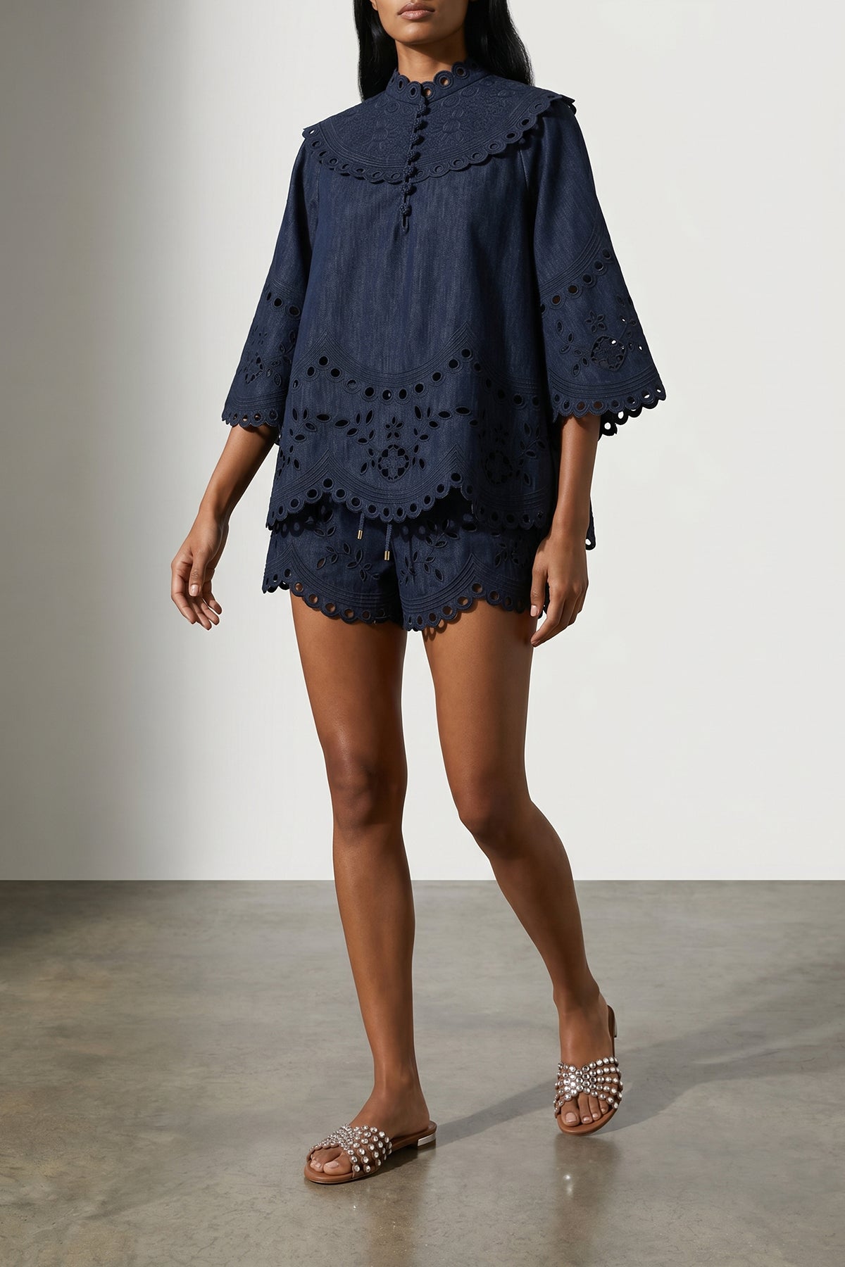 mahon cotton denim blouse