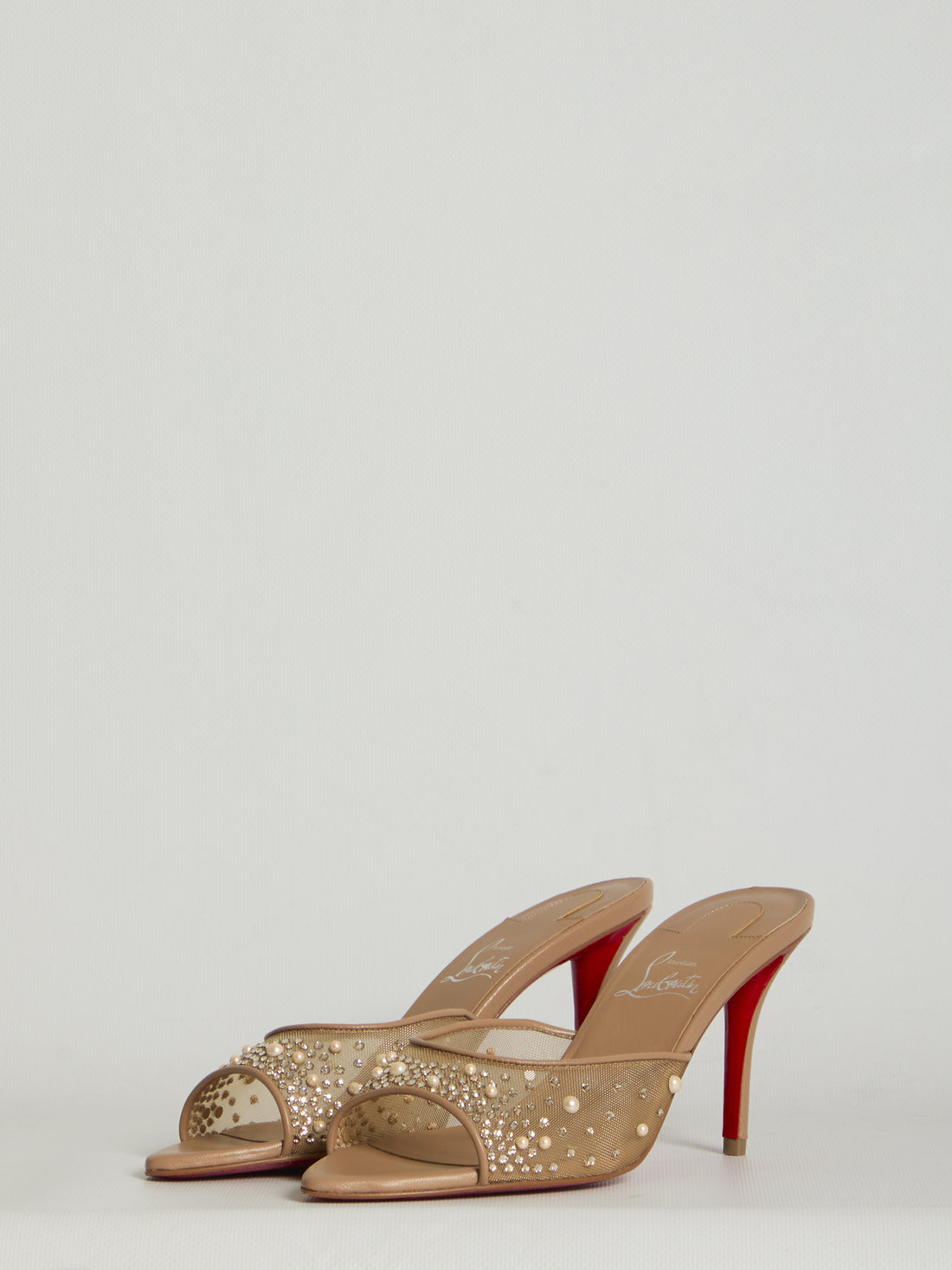 CHRISTIAN LOUBOUTIN 37 miss z desgrastrass pearl mules 