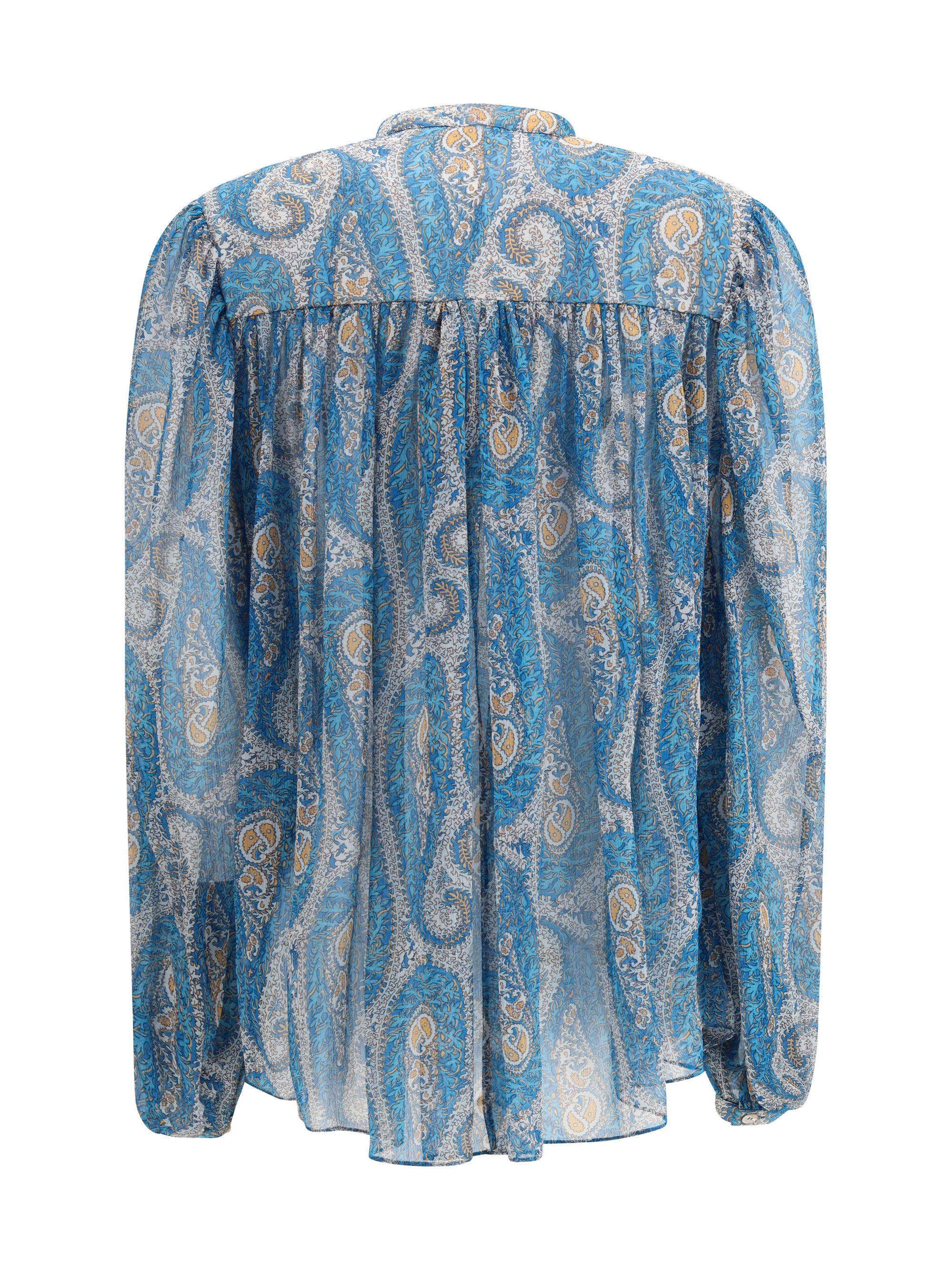 pleated shirt with band collar