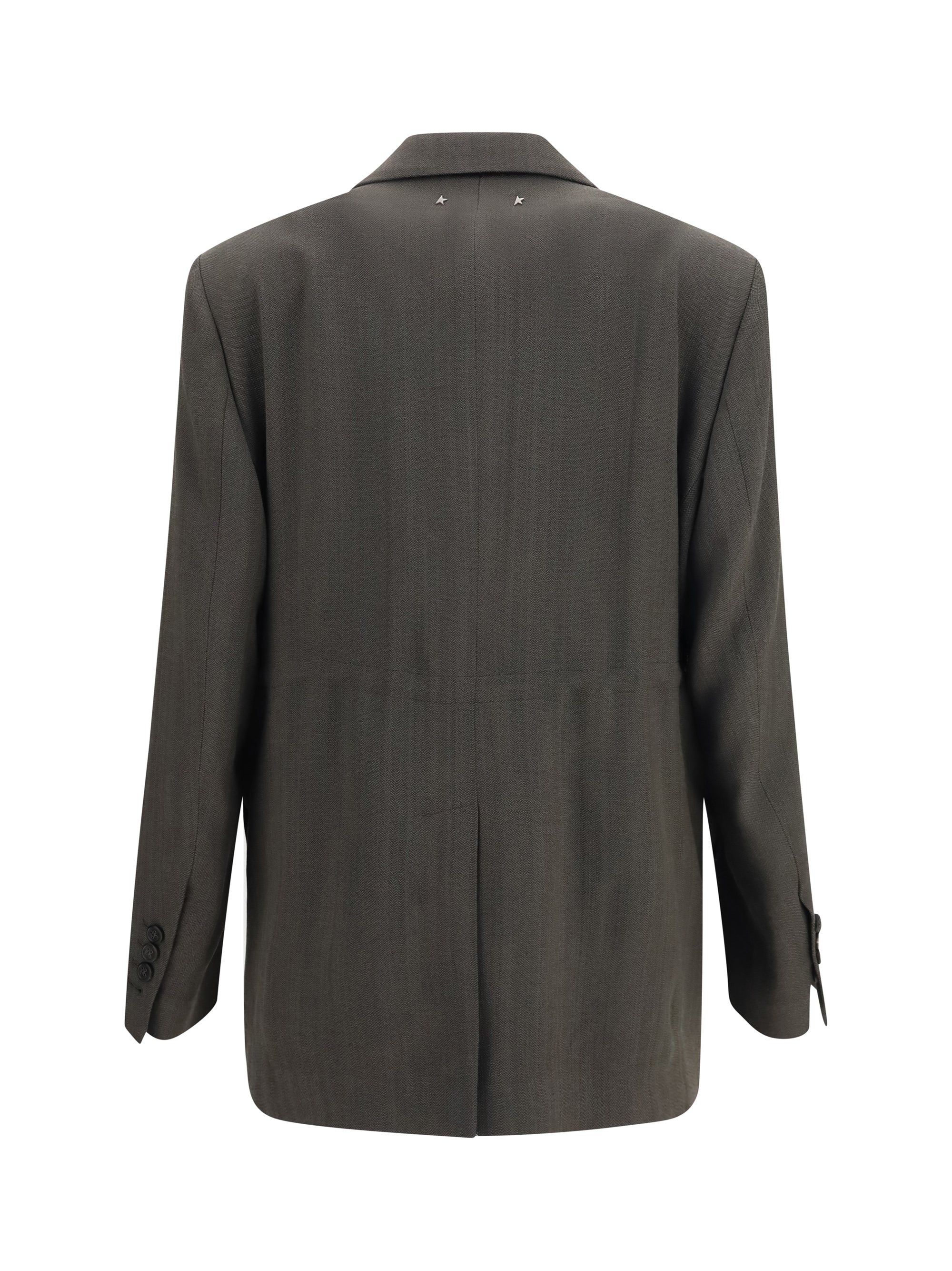 double-breasted blazer with drawstring