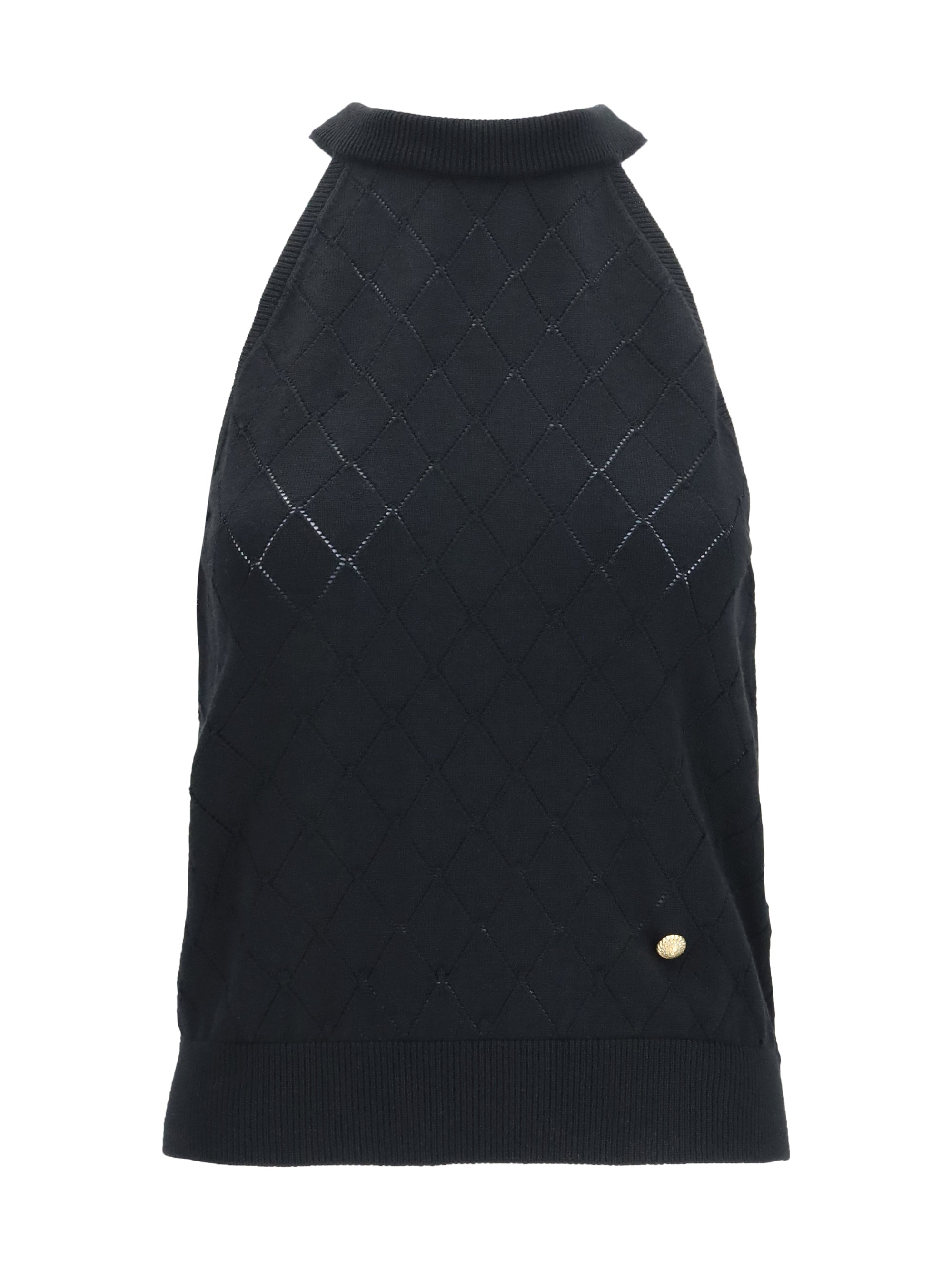 sleeveless wool crewneck top
