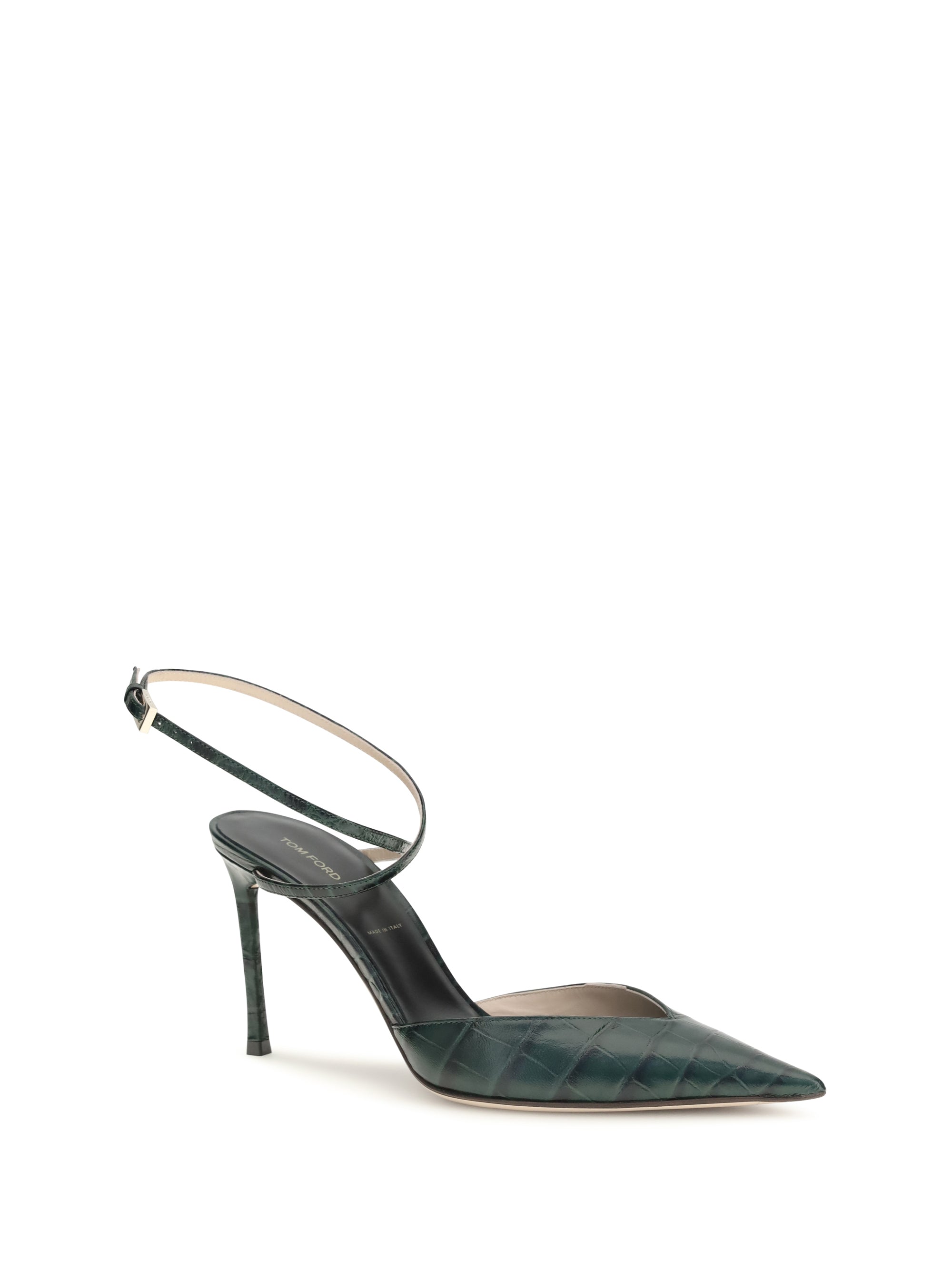 crocodile-print leather pumps