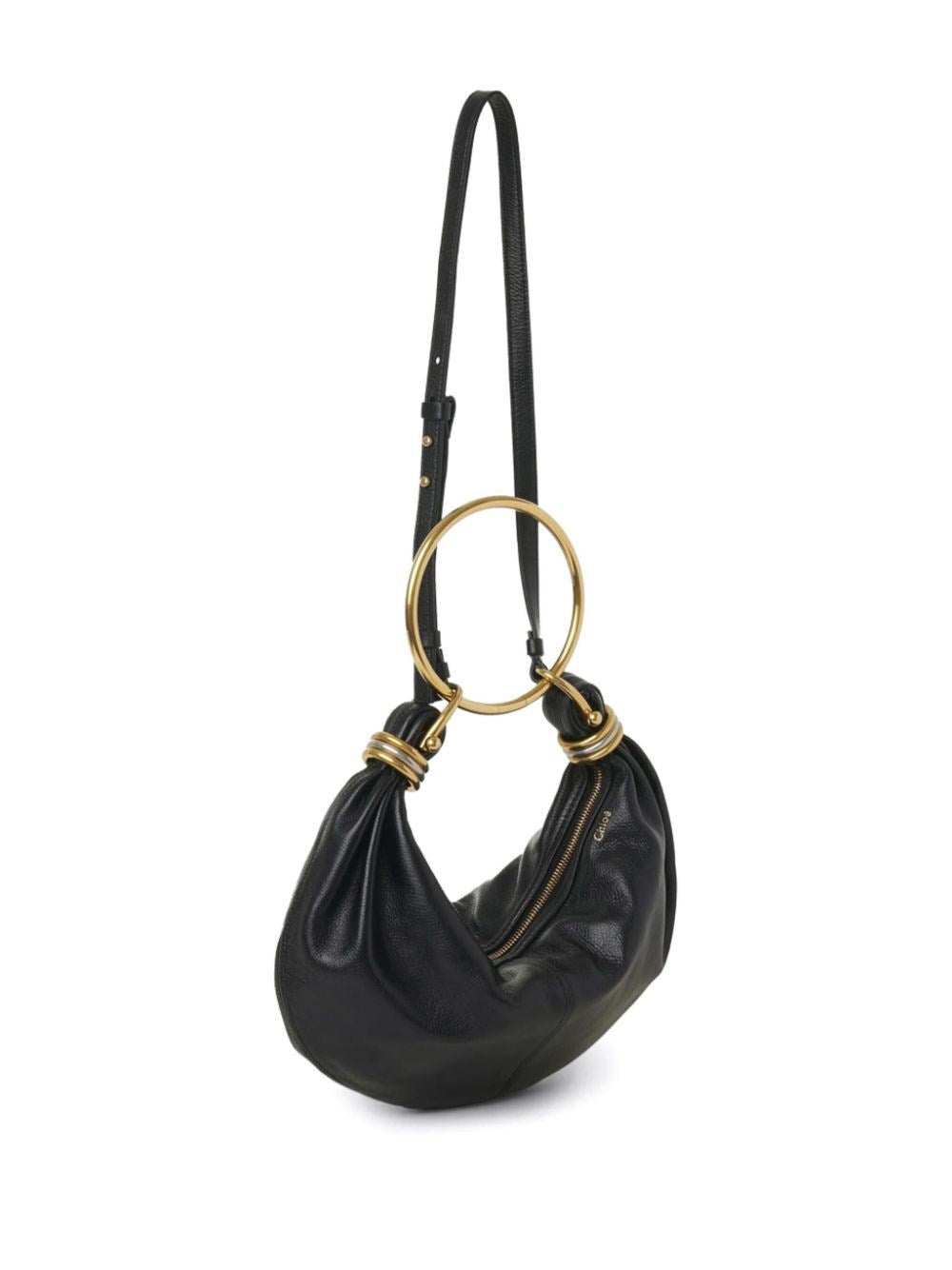 small bracelet hobo bag in grained leather