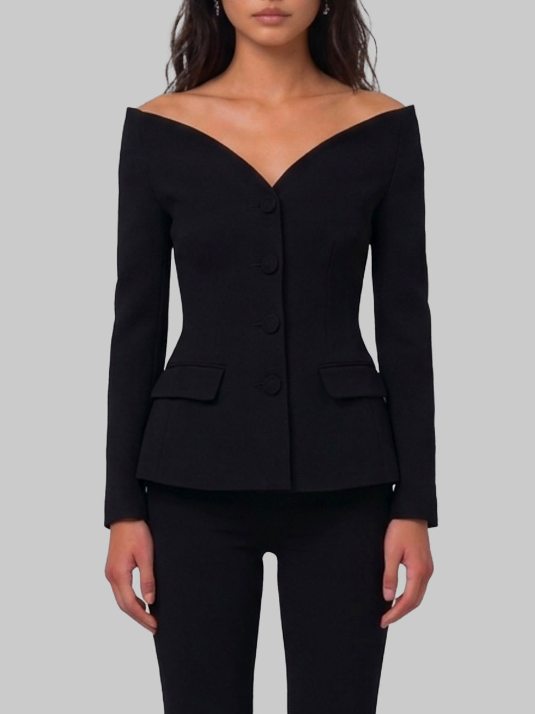 SELF PORTRAIT 10 black wool crepe jacket 