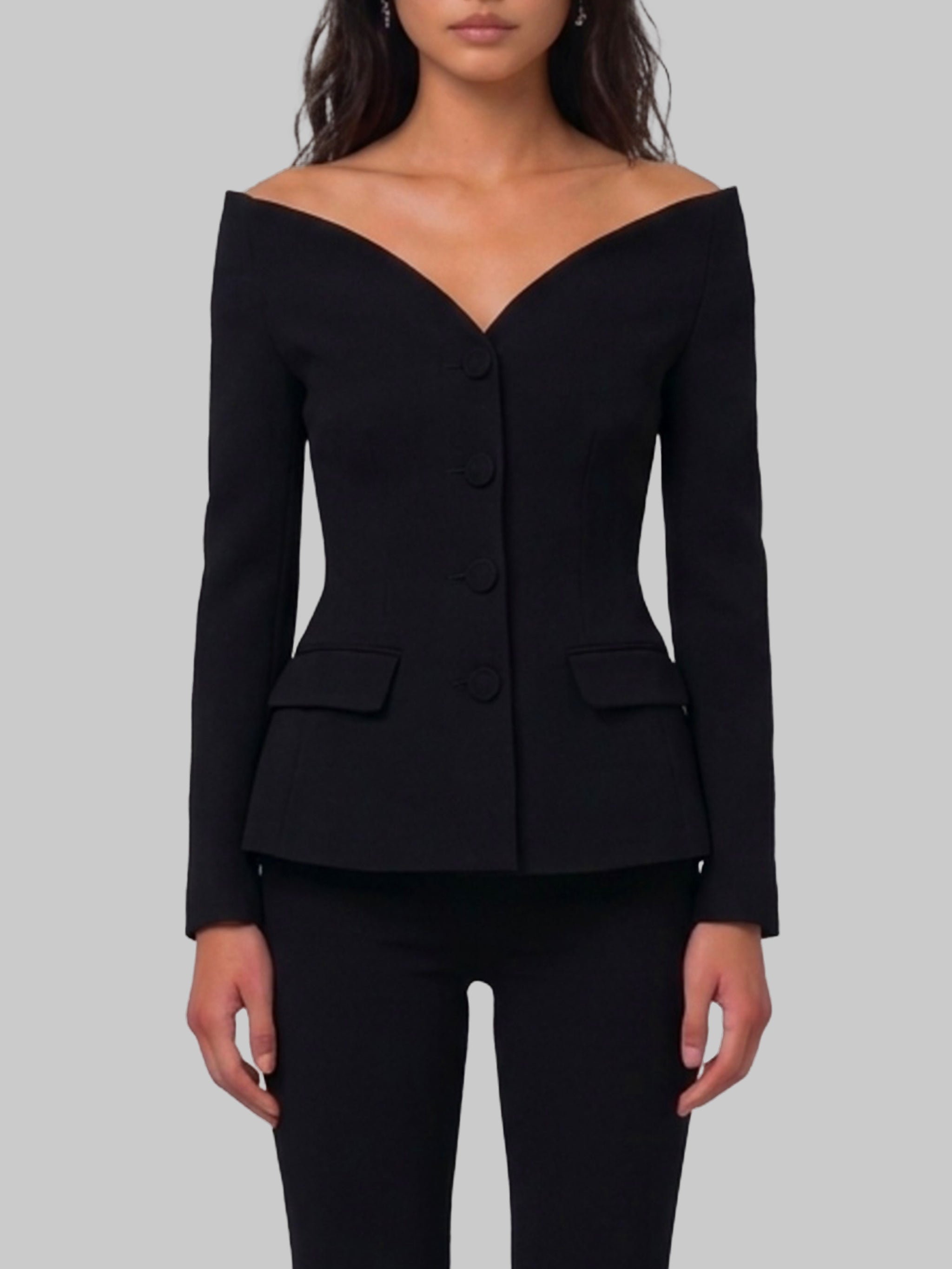 black wool crepe jacket
