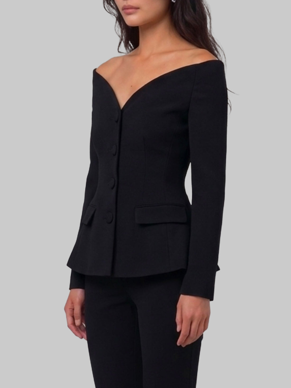SELF PORTRAIT 10 black wool crepe jacket 