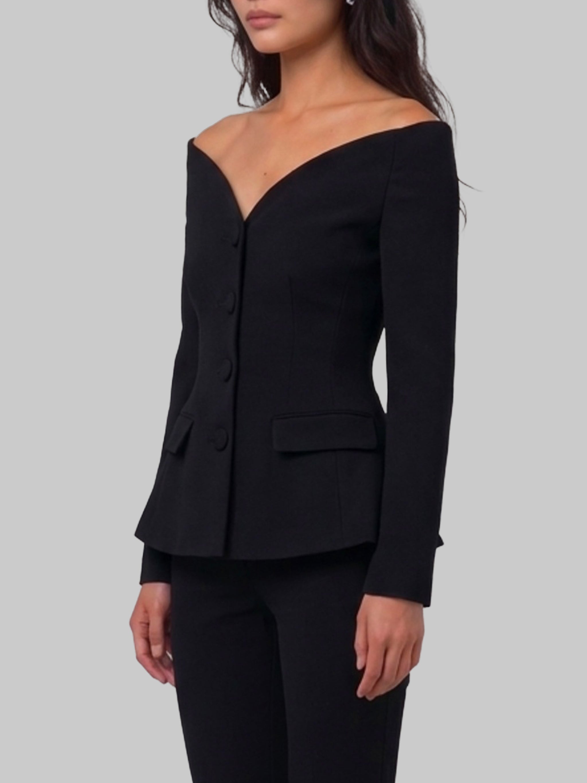 black wool crepe jacket