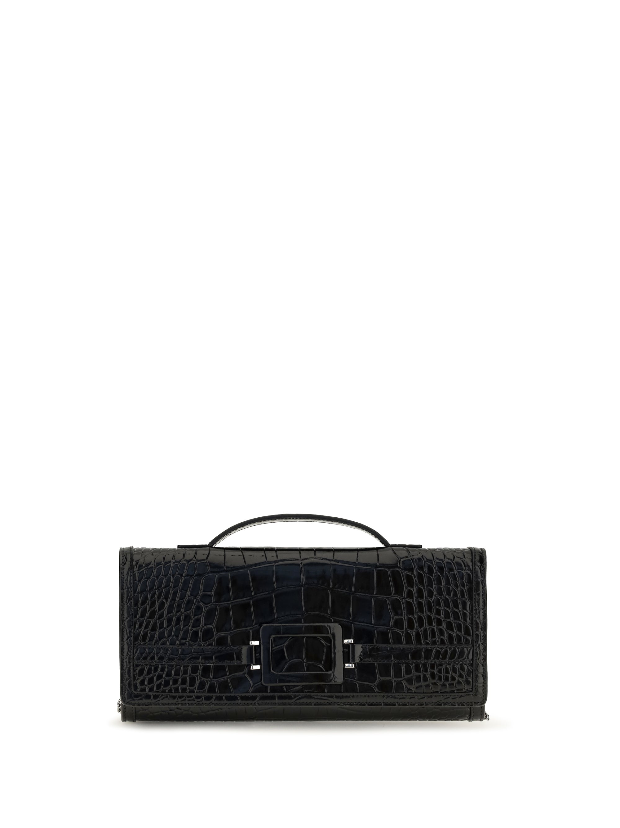 belle vivier crocodile-effect clutch