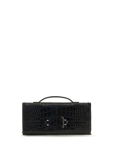 belle vivier crocodile-effect clutch