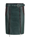 leather skirt with belt and pockets
