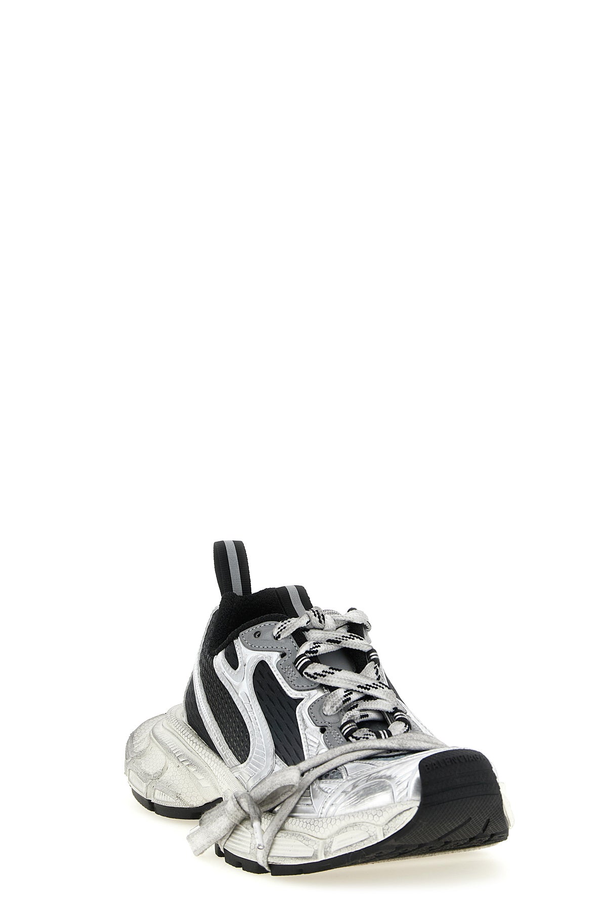 3xl used-effect mesh and polyurethane sneakers