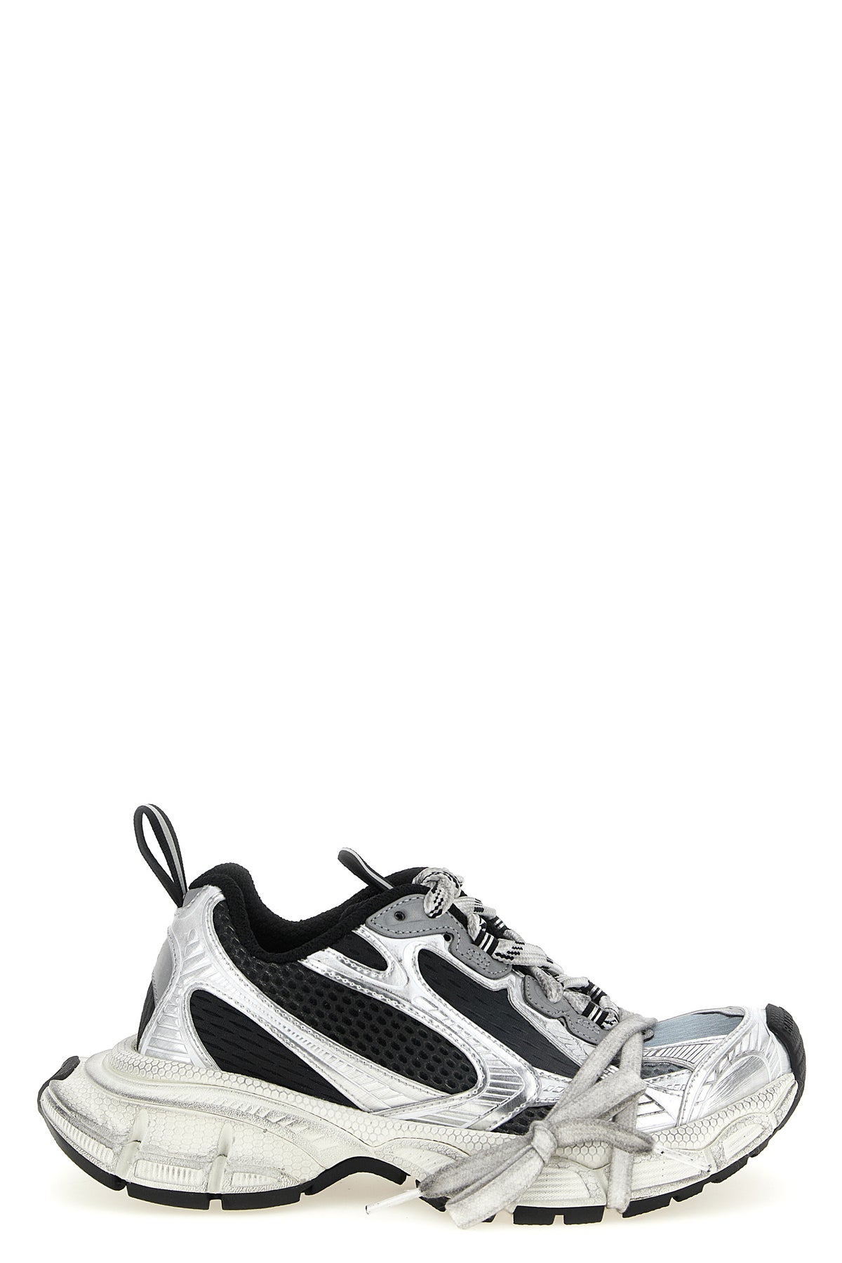 3xl used-effect mesh and polyurethane sneakers