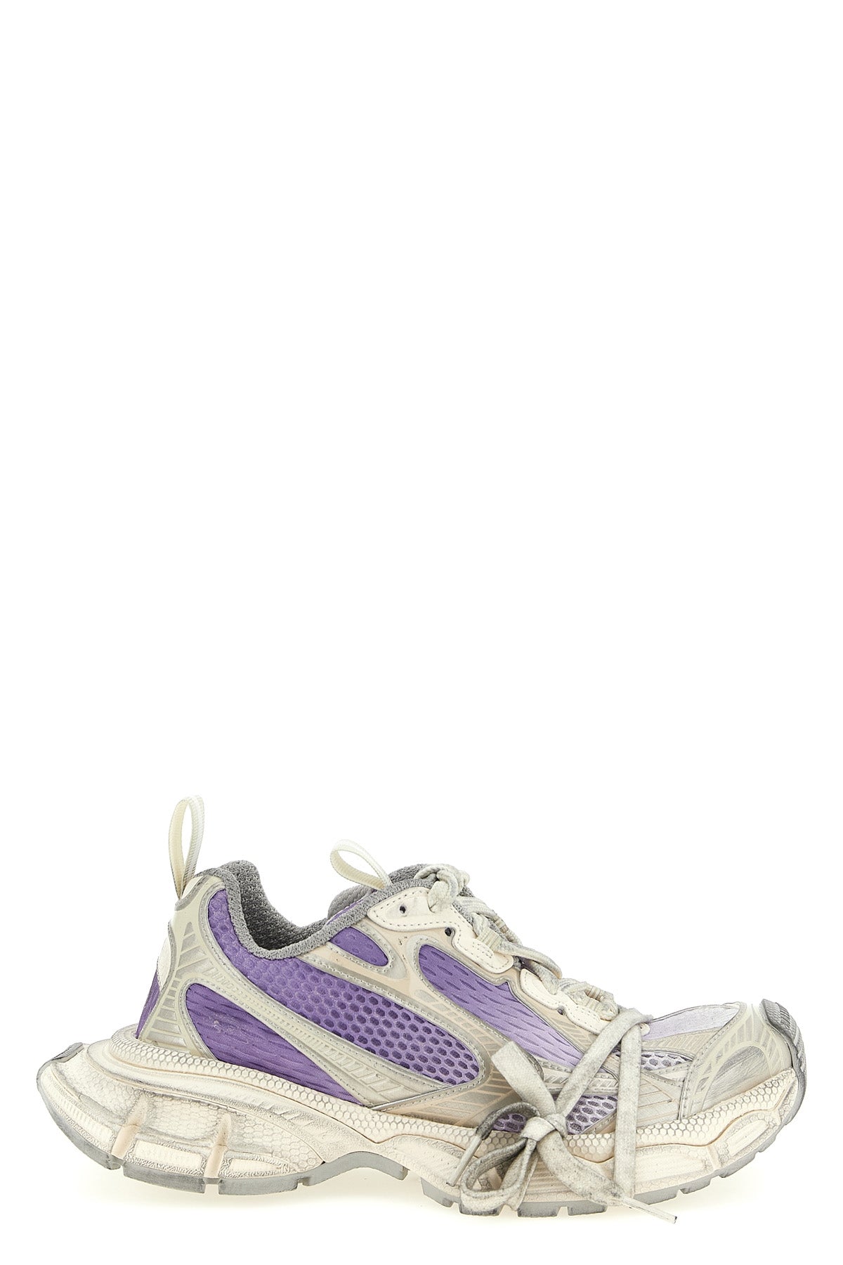 3xl used-effect mesh and polyurethane sneakers