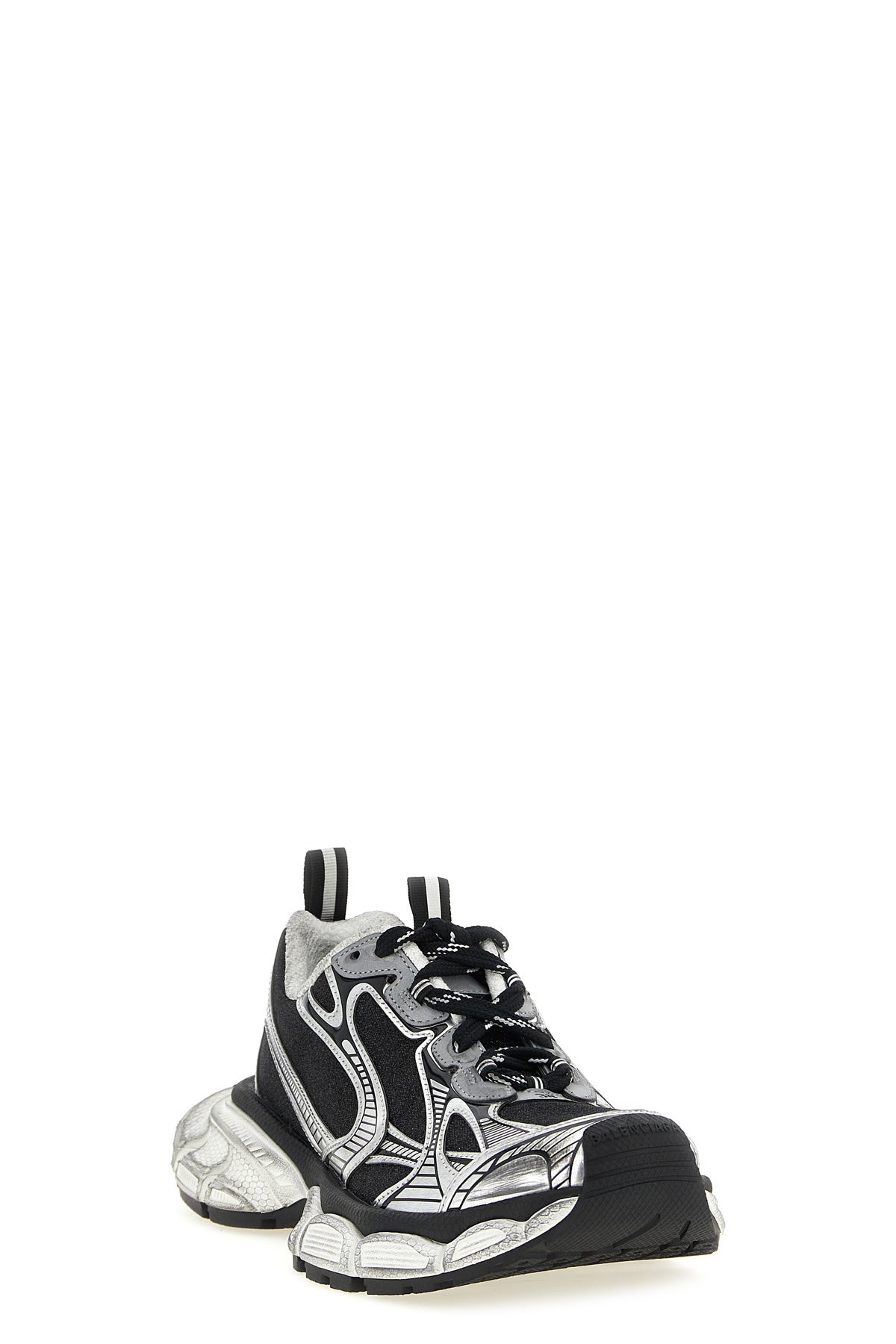 3xl worn effect polyester and glitter polyurethane sneakers