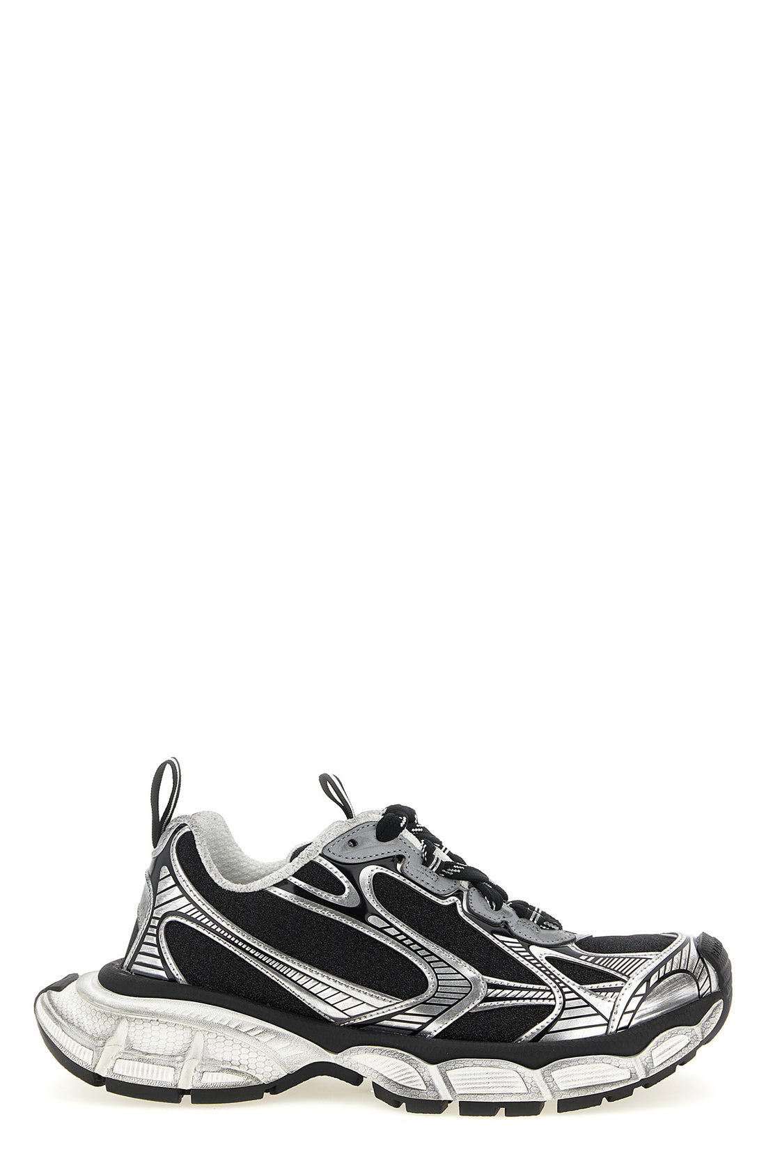 BALENCIAGA 35 3xl worn effect polyester and glitter polyurethane sneakers