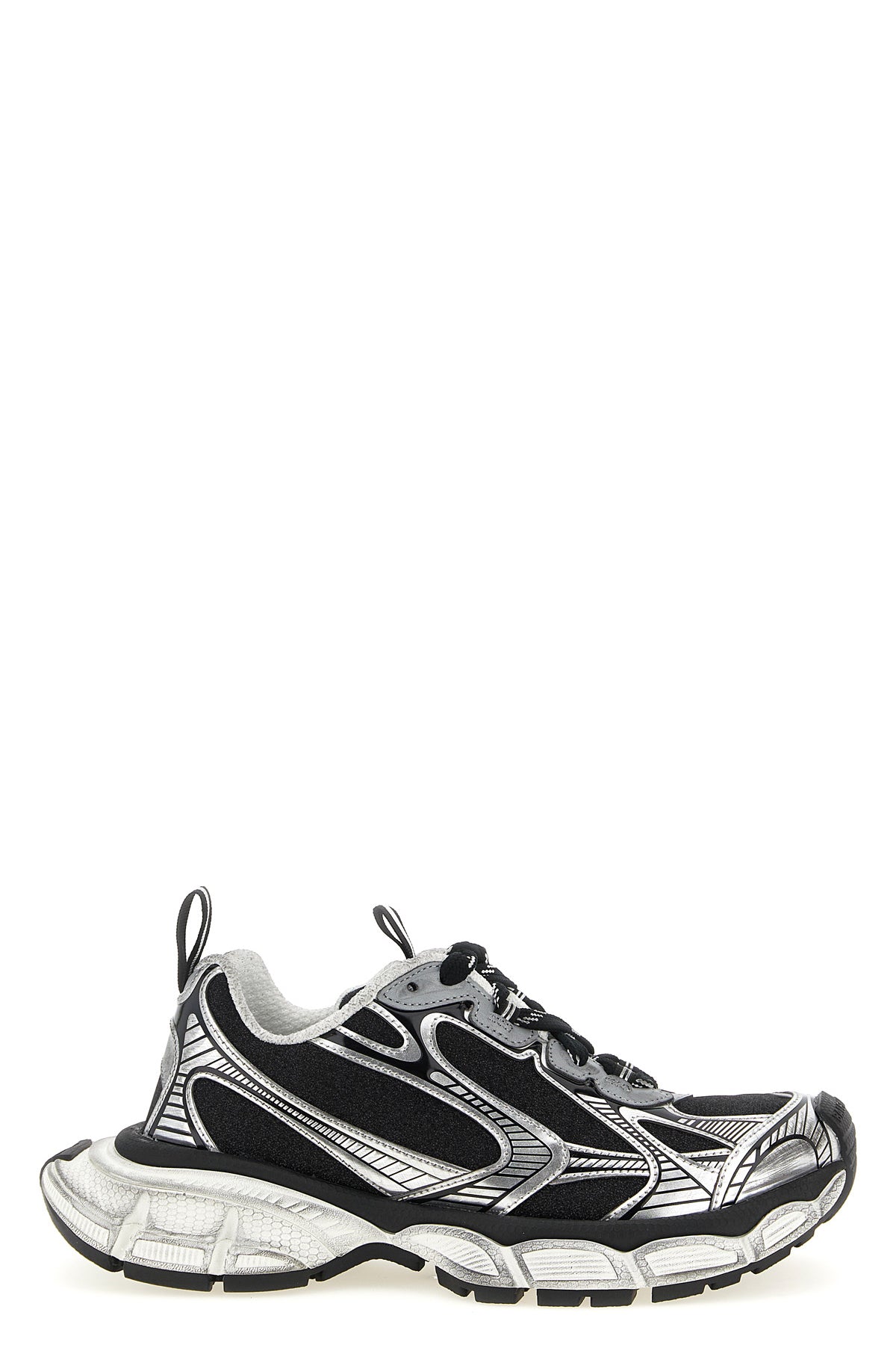 3xl worn effect polyester and glitter polyurethane sneakers
